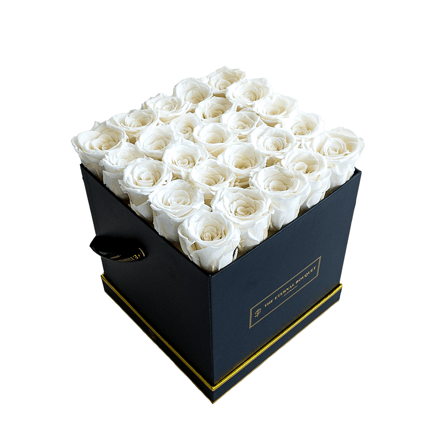 Classic Square Rose Box - White