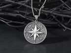 Handmade S925K Silver Compass Pendant Necklace