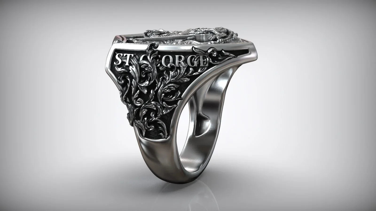 S925K Silver St. George Defeat the Dragon Ring