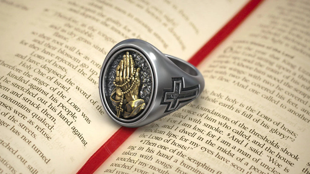 925K Sterling Silver Praying Hands Ring - Christian Symbol of Faith and Devotion
