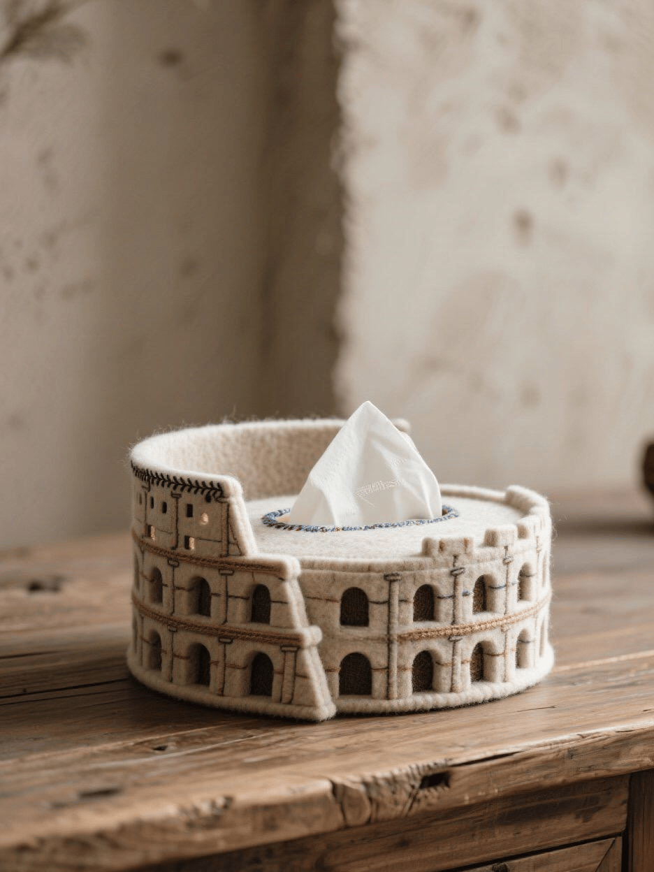 🏛️Colosseum-Inspired Felt Tissue Box – Modern Minimalist Design🔥