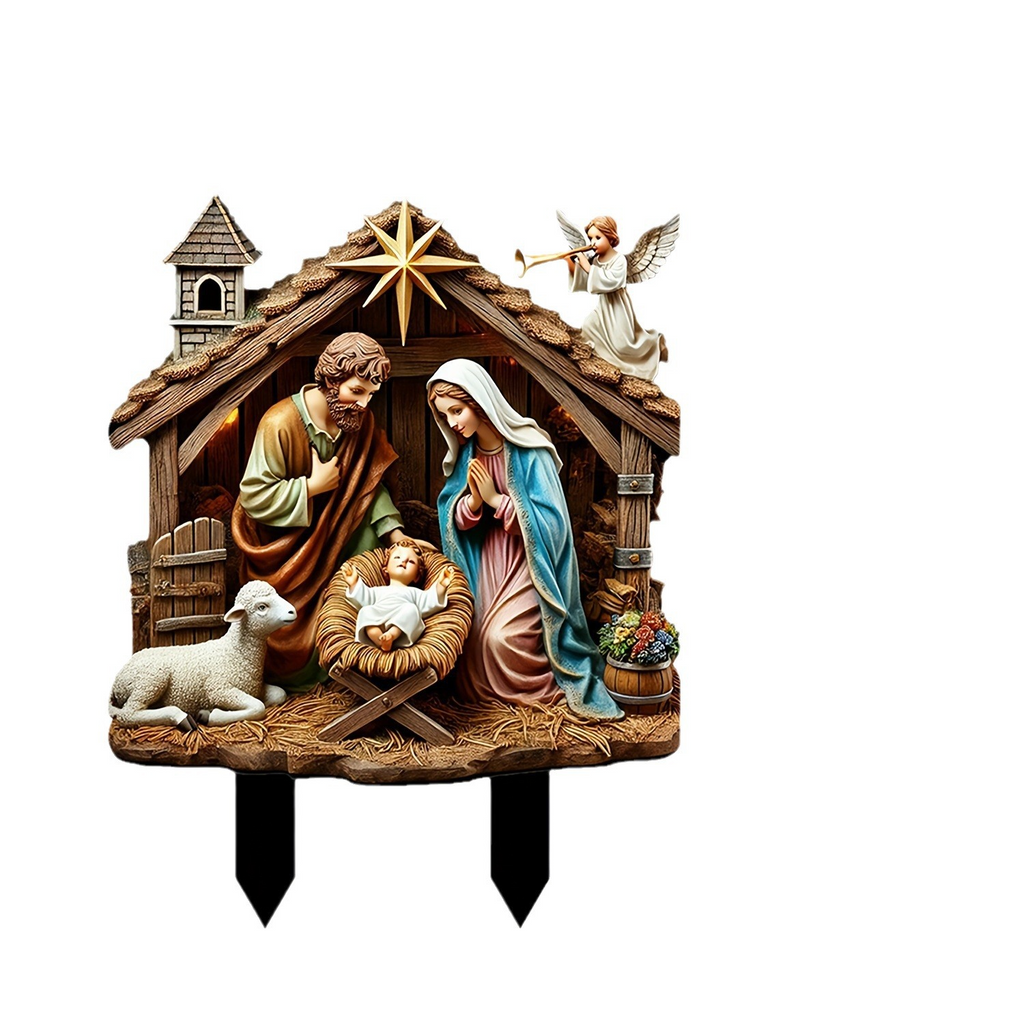 2D Acrylic Nativity Scene | Star of Bethlehem Christ Child Decoration