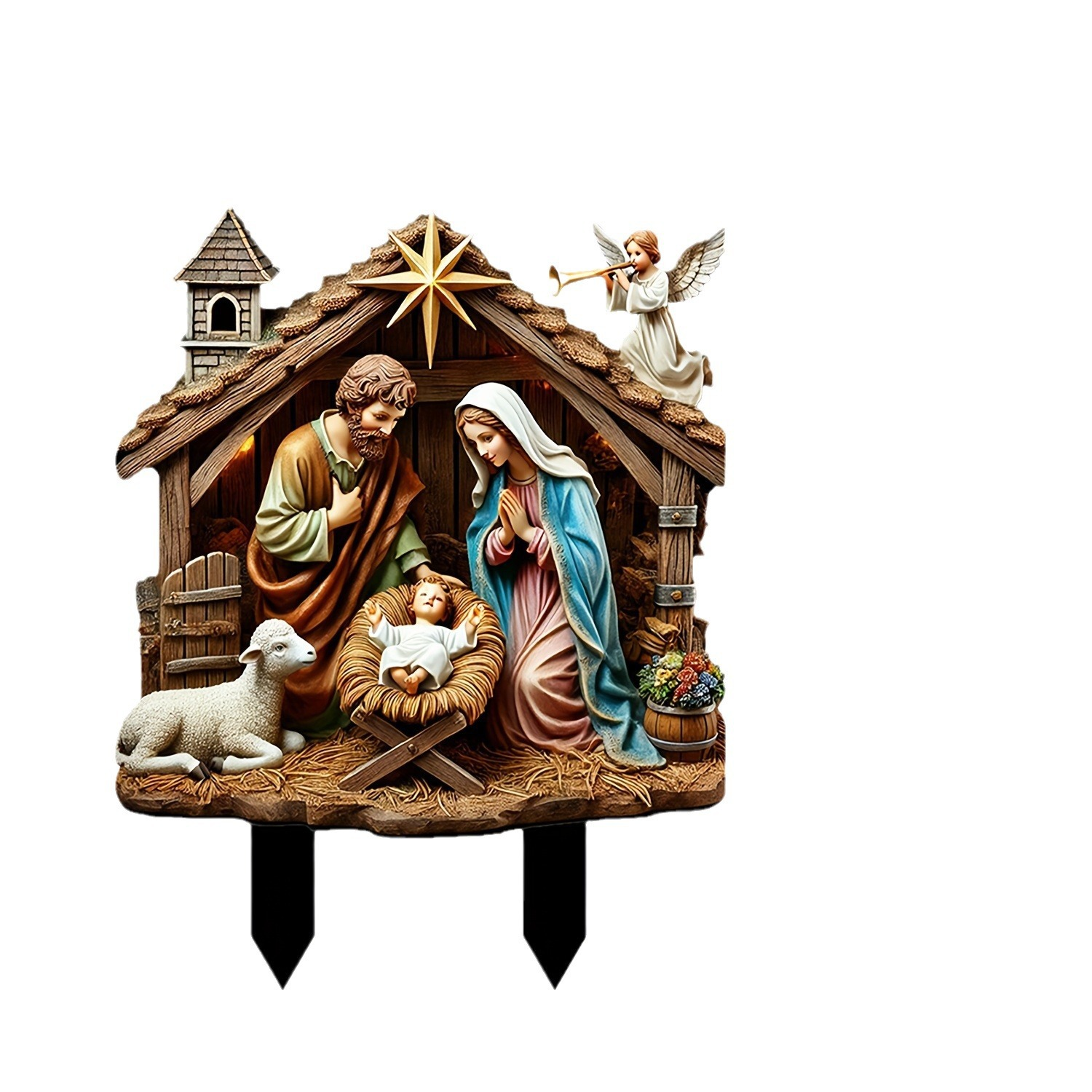 2D Acrylic Nativity Scene | Star of Bethlehem Christ Child Decoration