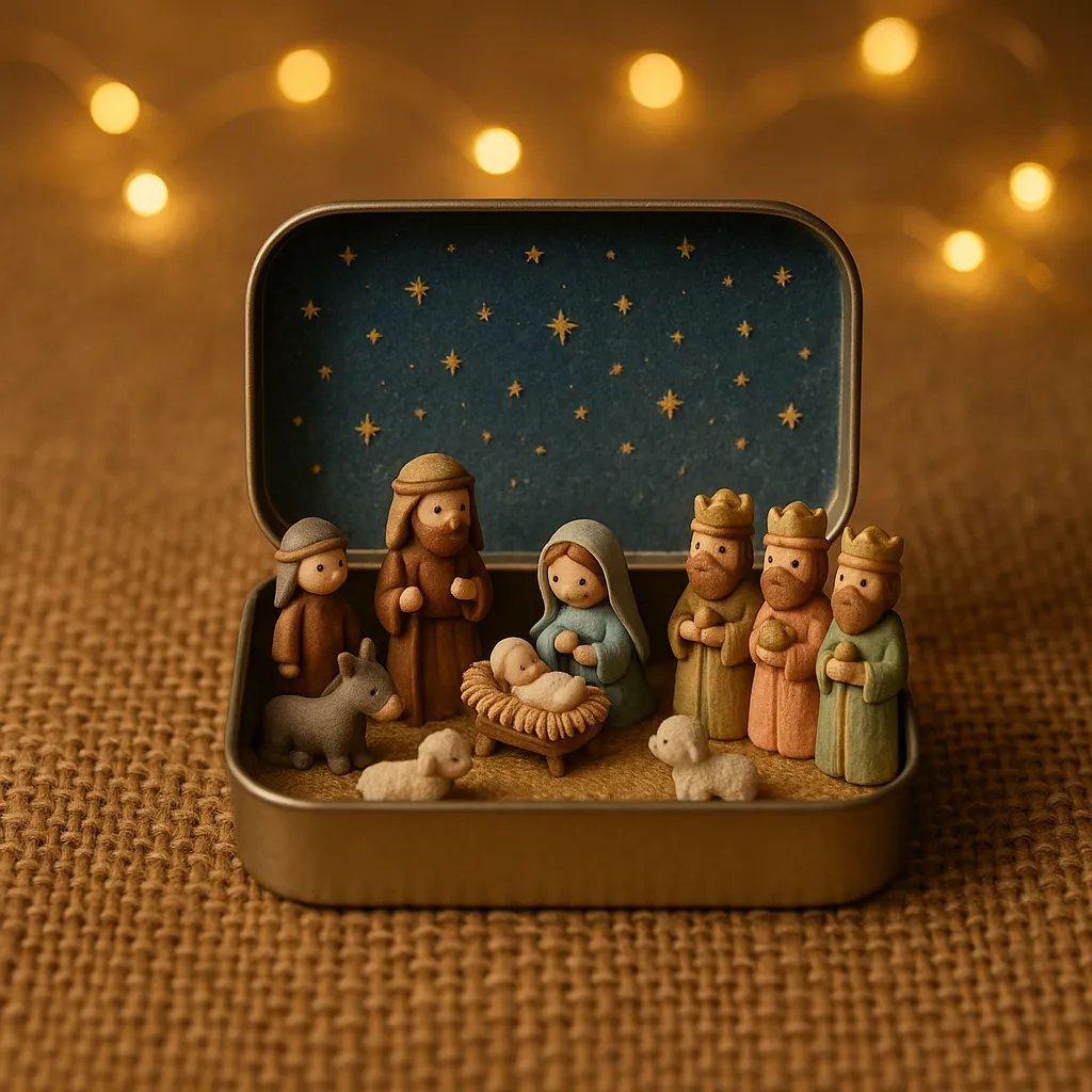 🔥Last Day 49% Off🎁Mini Christmas Nativity Set in a Tin Box🏆