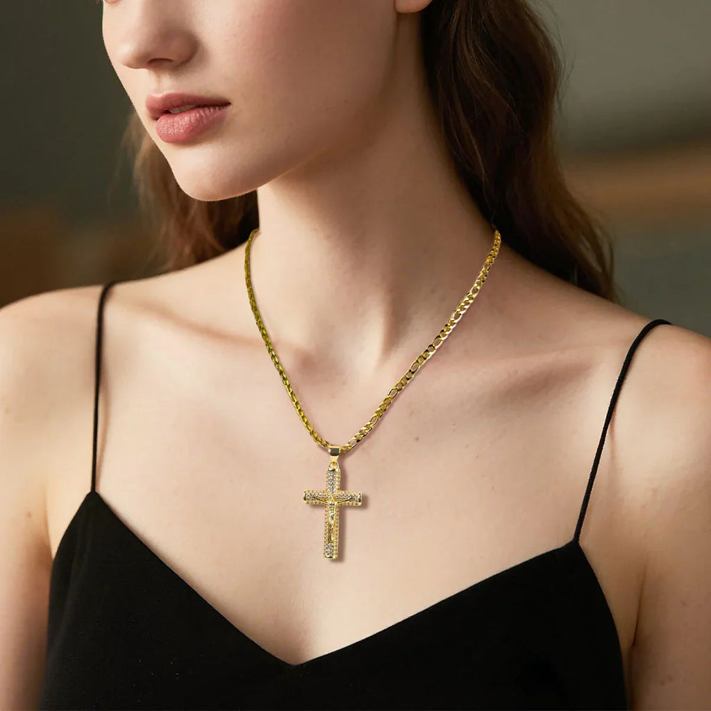 Jesus Cross Diamond - Encrusted Necklace