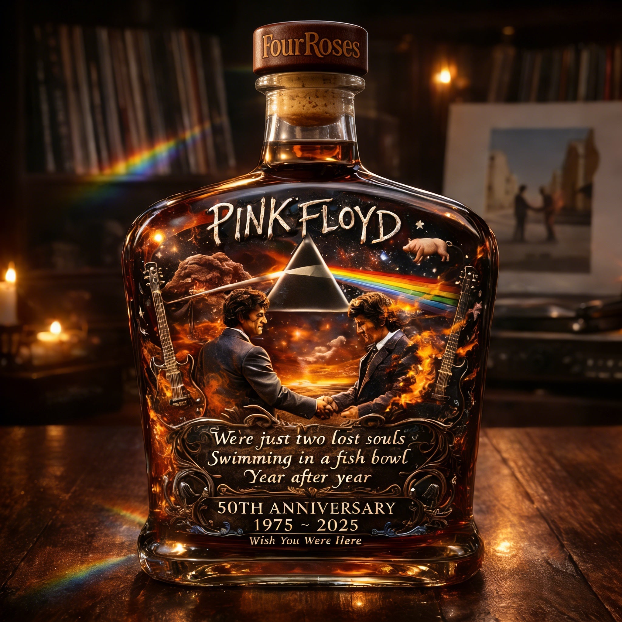 Pink Floyd – “Wish You Were Here”  50th Anniversary Collector’s Whiskey Bottle🔥
