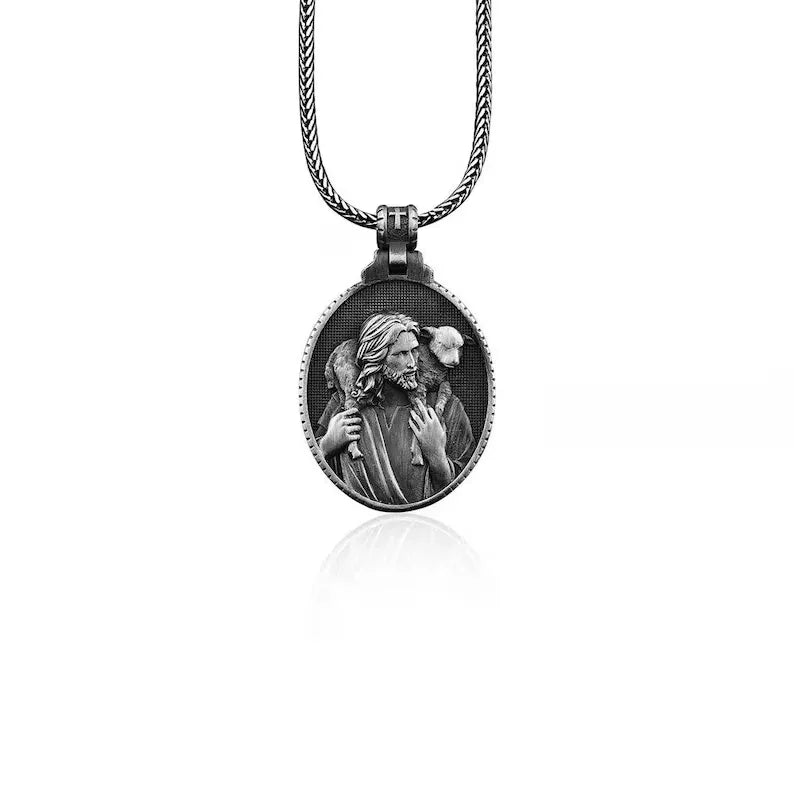 The Good Shepherd Sterling Silver Necklace - Sacred Symbol of Christ's Loving Care - John 10:14