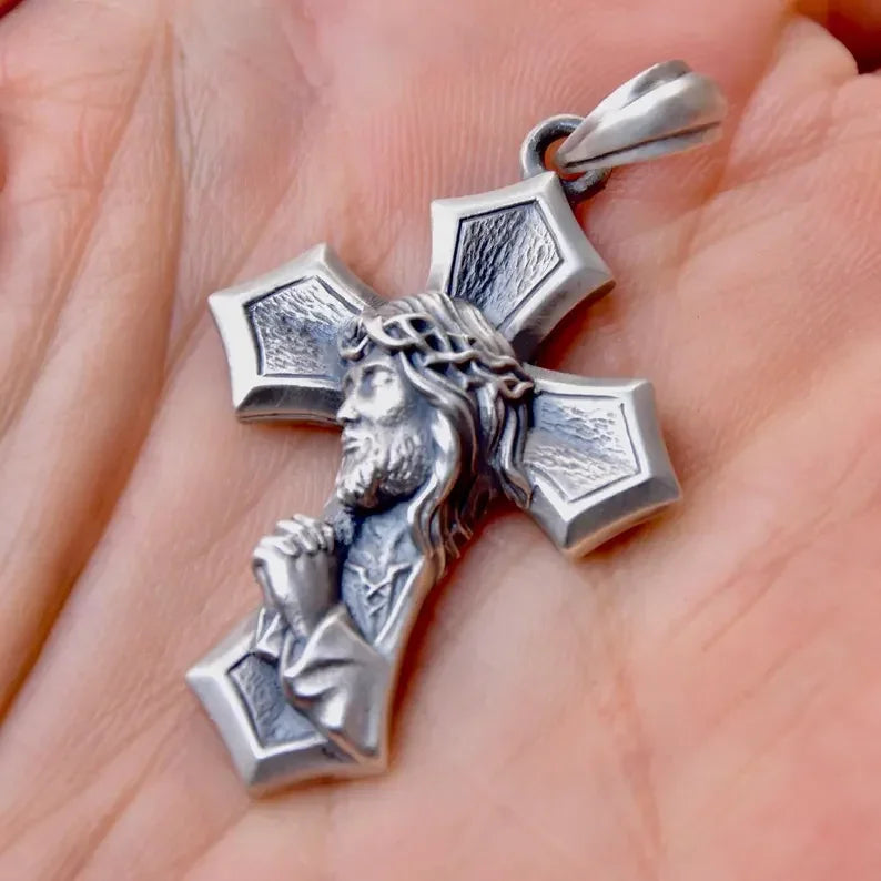 Crucifixion Prayer Necklace Madonna Prayer S925K Silver Necklace