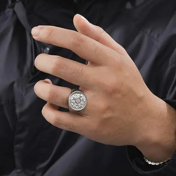 Vintage Titanium Seven Archangel Signet Ring - Amulet Against Evil Eyes, Curses, Spells
