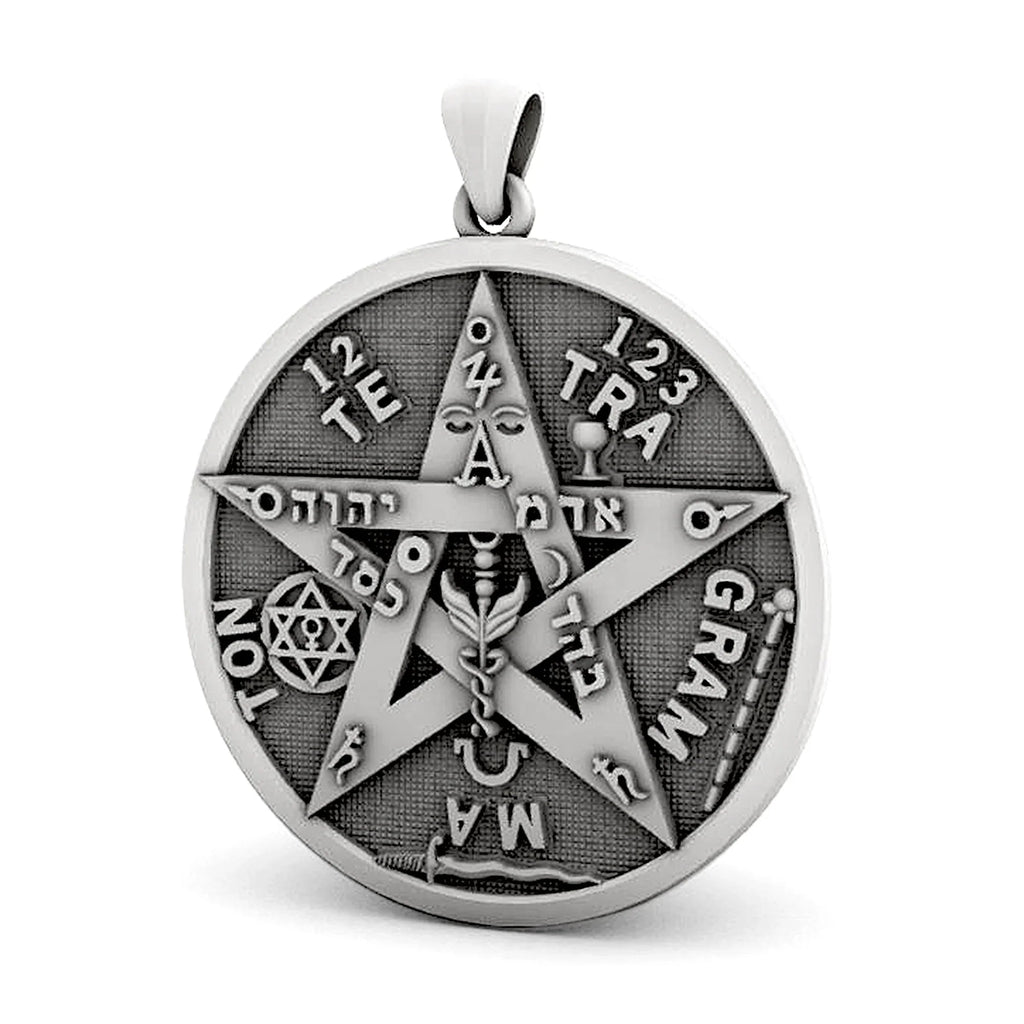 Solomon's Pentacle Reversible Engraved Seal of the Seven Angels Necklace S925K Silver Pendant
