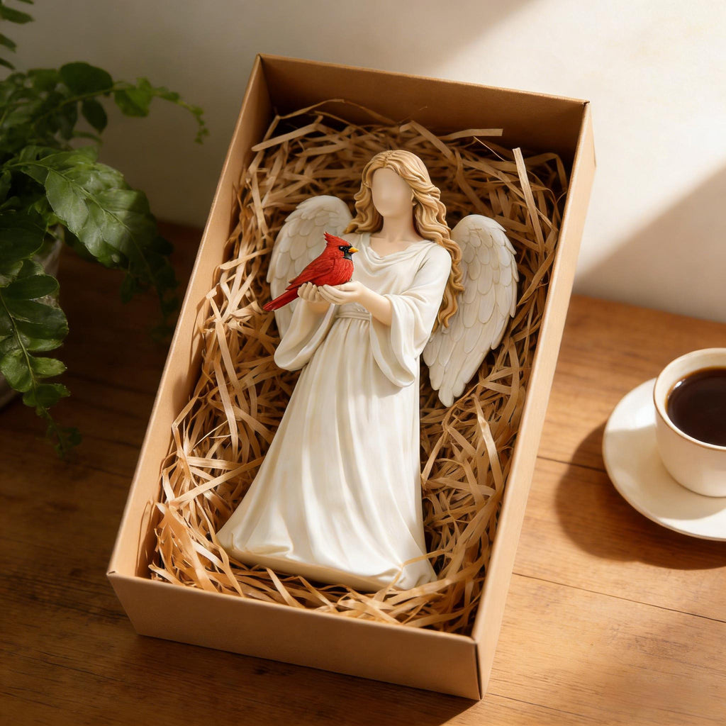 🐦Handcrafted Cardinal & Angel Memorial Statues – A Symbol of Love, Peace, and Remembrance💋