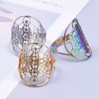 Metatron's Cube Ring Archangel Protection Women Ring Stainless Steel Jewelry