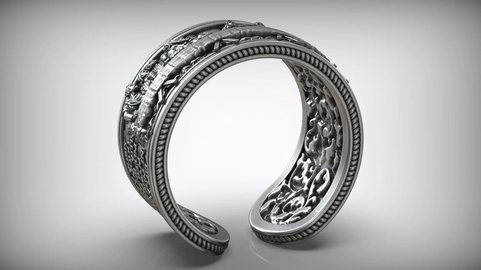 The Last Supper 925K Sterling Silver Open End Adjustable Ring
