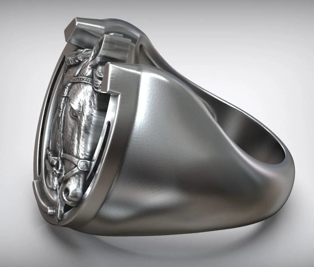 Lucky Horseshoe Horse Head Ring