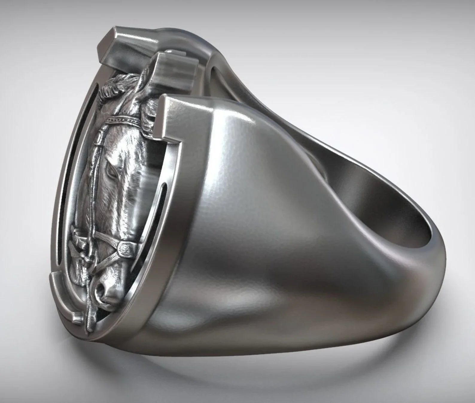 Lucky Horseshoe Horse Head Ring