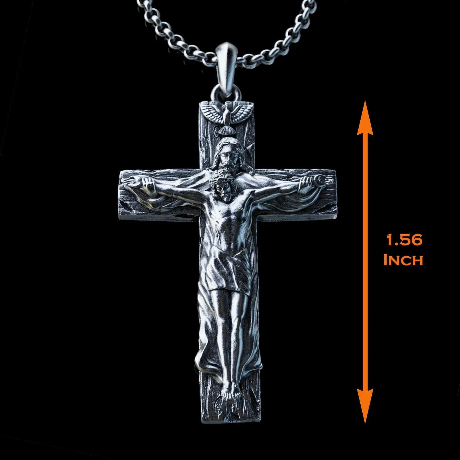 New Titanium/S925K Silver Trinity Cross Necklace