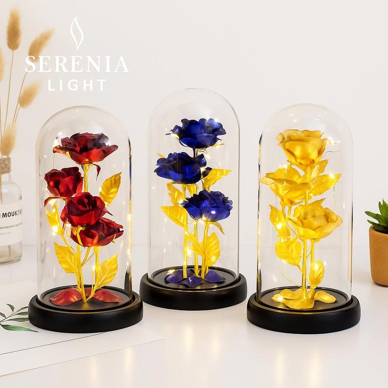 🌹❤️Valentine’s Rose Dome Lamp: Illuminate Your Love with Handcrafted Elegance & Cozy Ambient Glow🏆