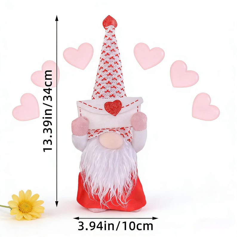 Handmade Faceless Gnome Doll with Heart, Plush Love Gnome Decor- Valentine’s Day Gift🏆