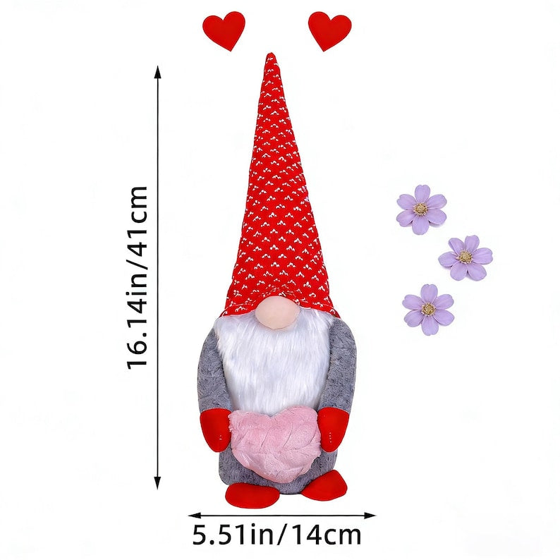 Handmade Faceless Gnome Doll with Heart, Plush Love Gnome Decor- Valentine’s Day Gift🏆
