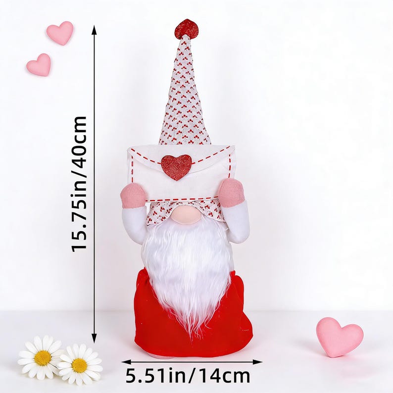 Handmade Faceless Gnome Doll with Heart, Plush Love Gnome Decor- Valentine’s Day Gift🏆