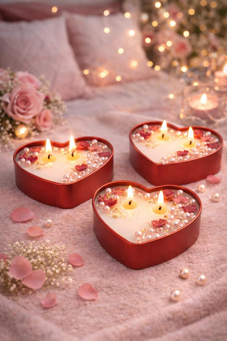 Romantic Heart Tin Candle for Valentine's Day Decor