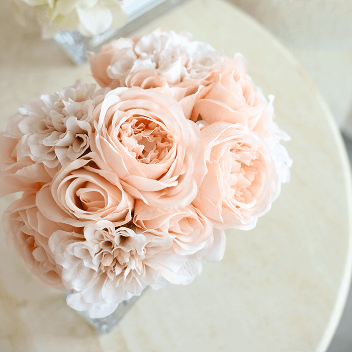 Personalised Glass Vase - Scented Mixed Blush Bouquet