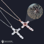 Fashion Cross Father Pray Projection Crystal Necklace