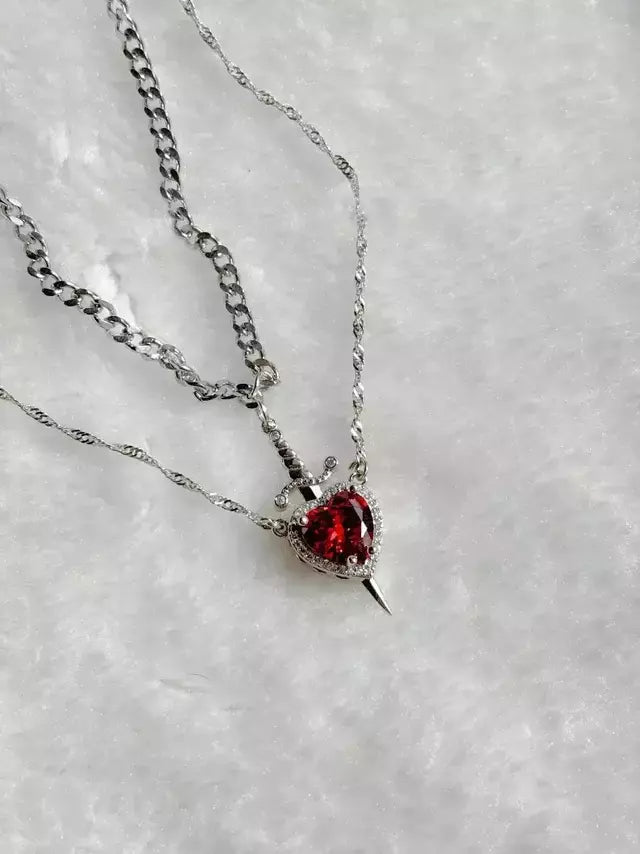 ⚔️❤️ Heart & Sword Matching Couple Necklaces