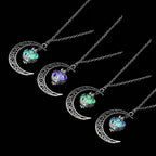 Collar de Luna Brillante Plata Piedra Luminosa para Dama Obsequio🏆