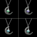 Collar de Luna Brillante Plata Piedra Luminosa para Dama Obsequio🏆
