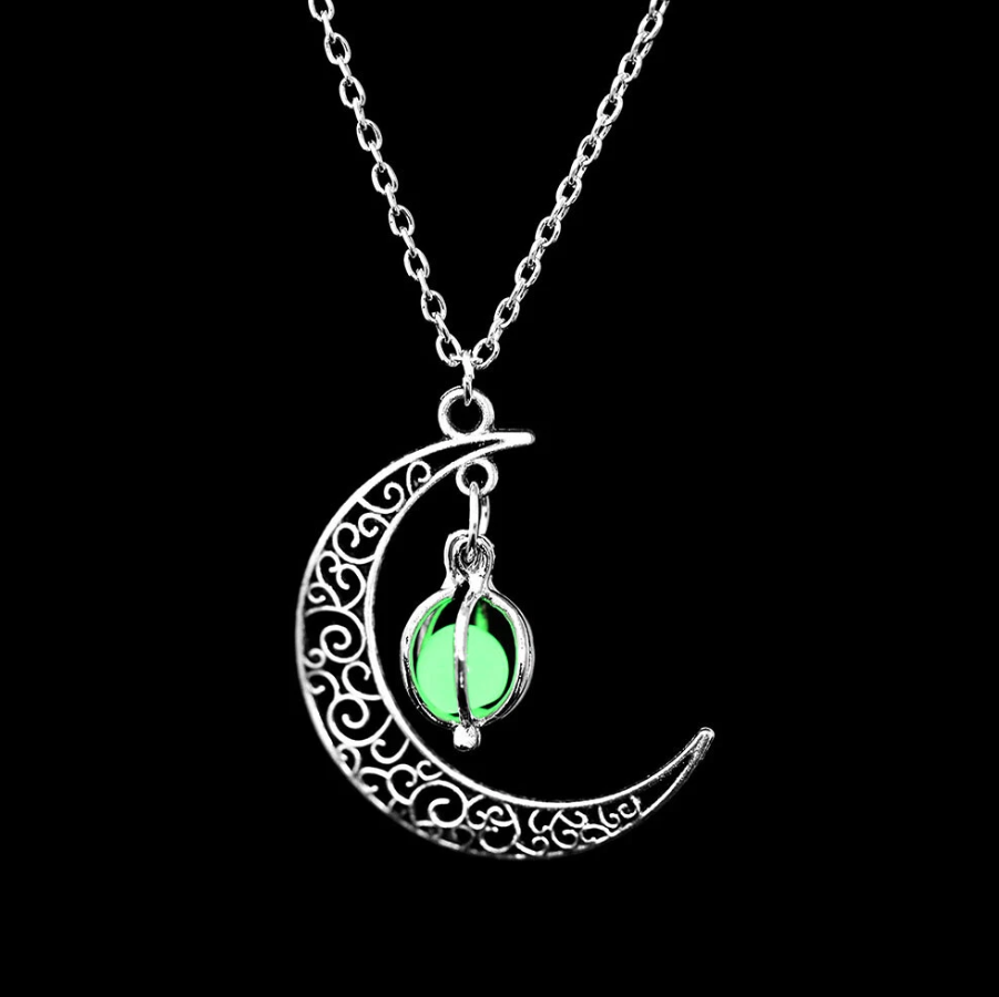 Collar de Luna Brillante Plata Piedra Luminosa para Dama Obsequio🏆