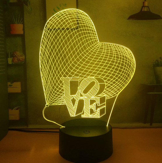 ❤️GETAJGHSD Crystal Acrylic 3D Heart LED Night Lamp with USB Power and Color Changing Feature🏆