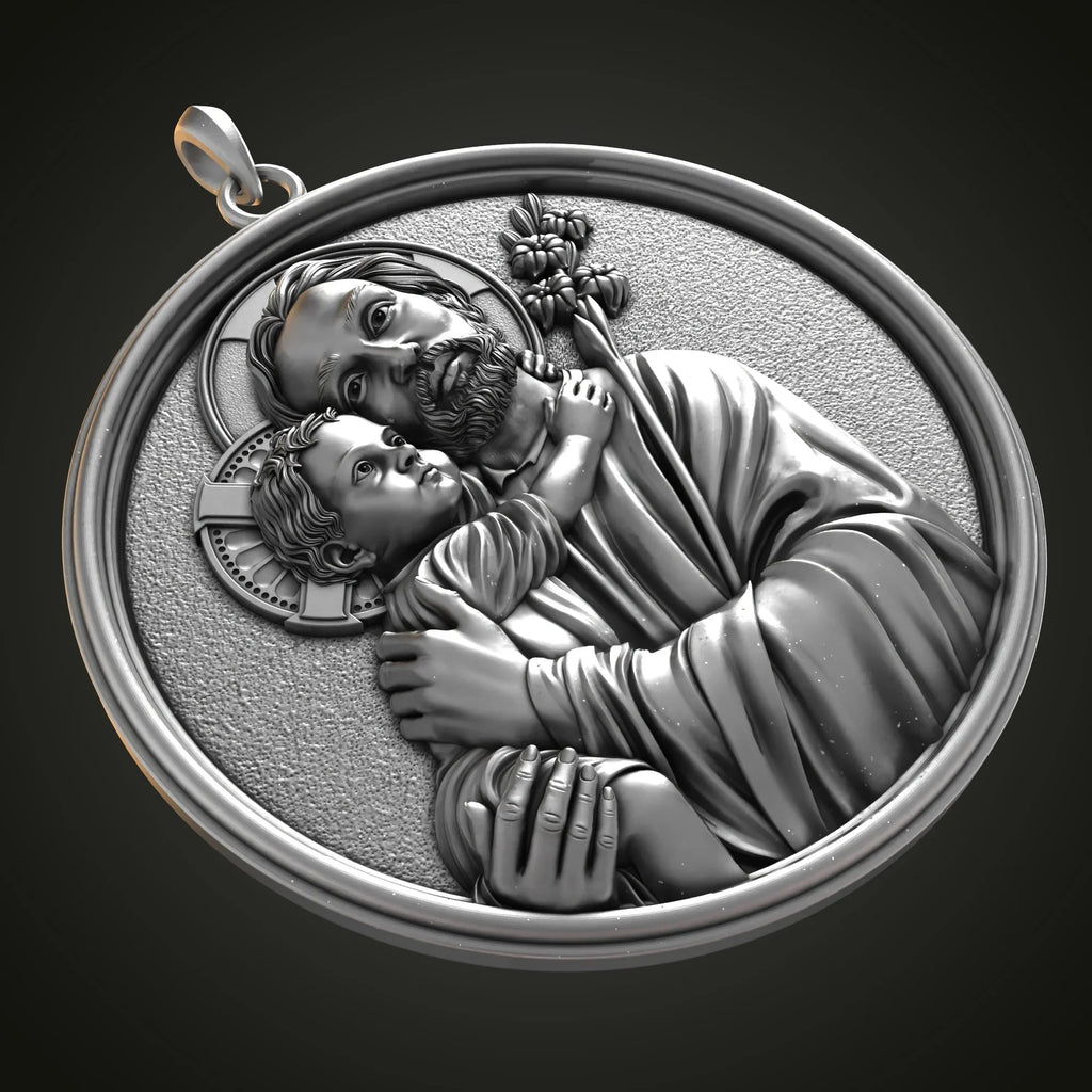 Joseph Holding Jesus S925K Sterling Silver Pendant Necklace