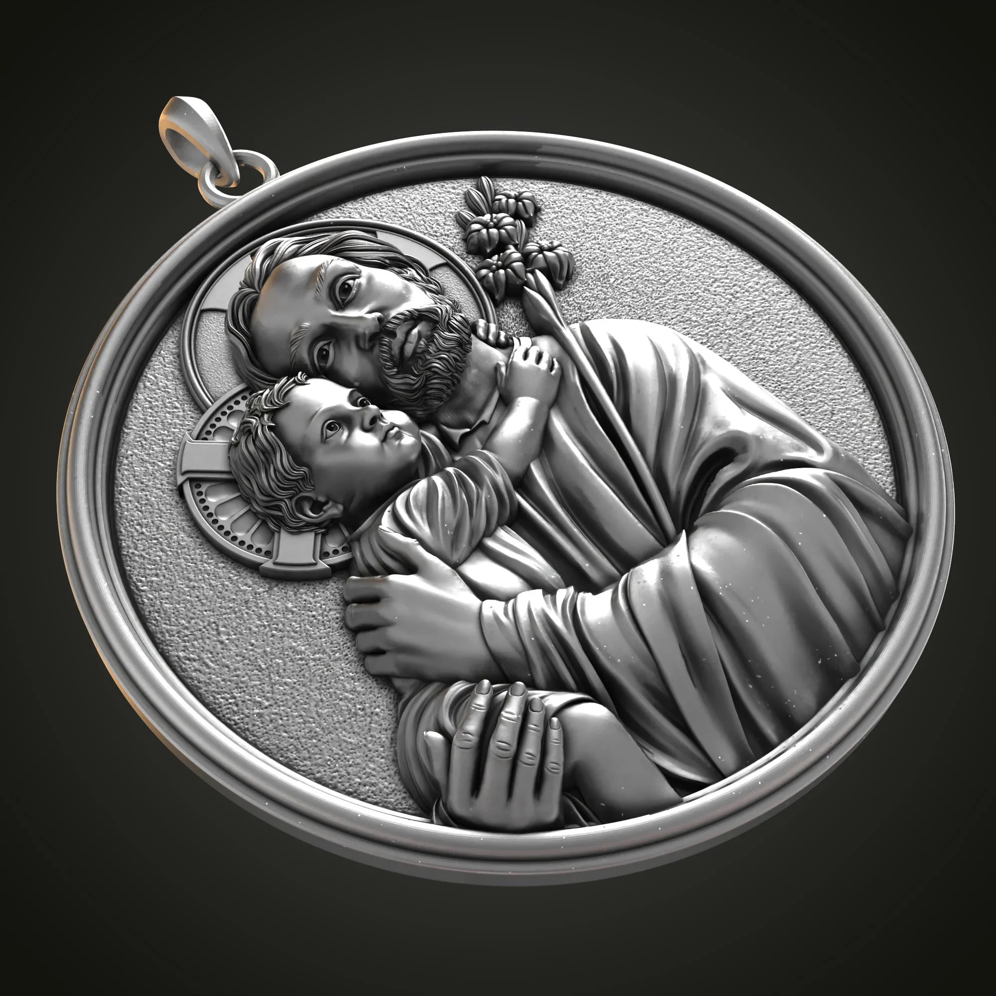 Joseph Holding Jesus S925K Sterling Silver Pendant Necklace