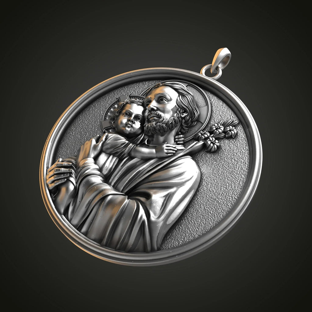Joseph Holding Jesus S925K Sterling Silver Pendant Necklace