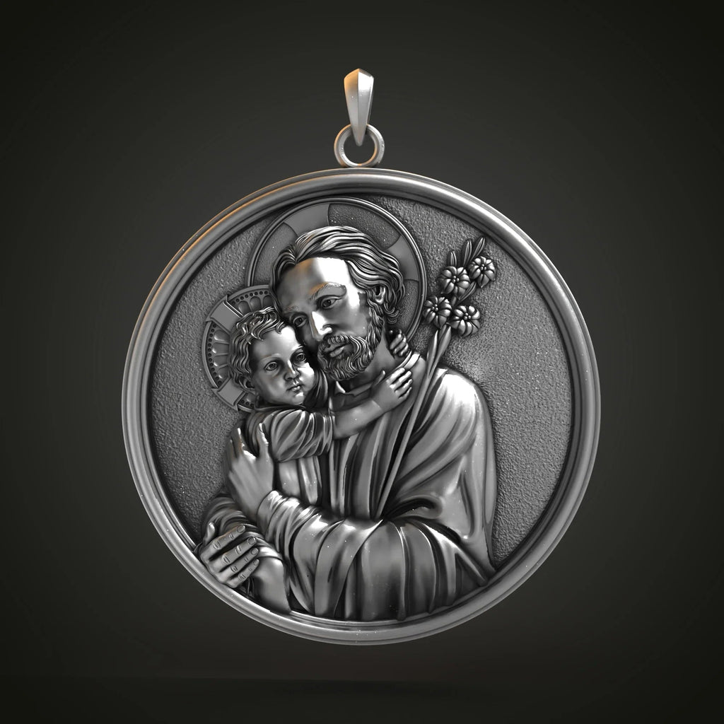 Joseph Holding Jesus S925K Sterling Silver Pendant Necklace