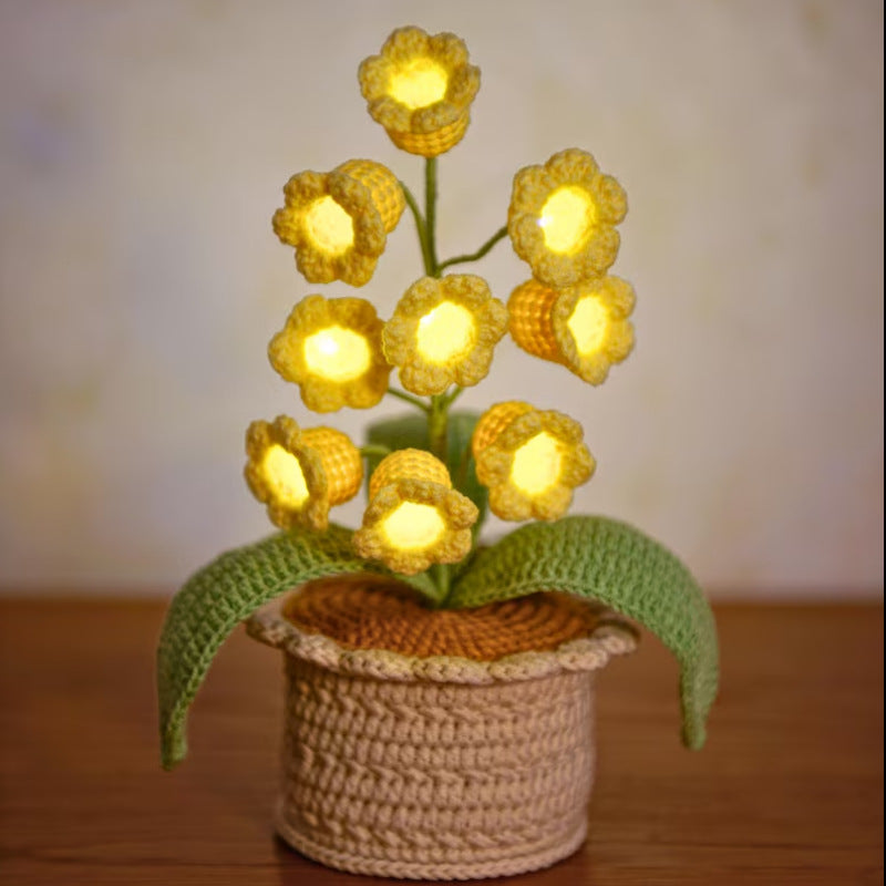 🌼Hand-knitted LED Lilies of the Valley – glowing flowers in a pot for a cozy home atmosphere 💋